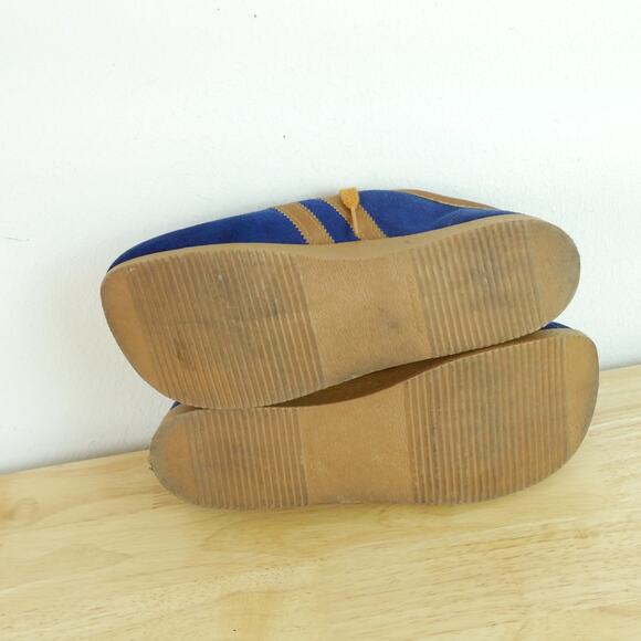 Vintage 70s Suede Sneakers Blue Stripe Retro Platform Athletic Costume 8 8.5 - Picture 11 of 15